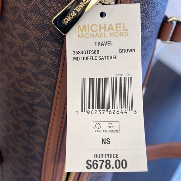 MICHAEL KORS JST TRAVEL MEDIUM DUFFLE SATCHEL SHOULDER CROSSBODY BAG MK BROWN - Picture 4 of 16